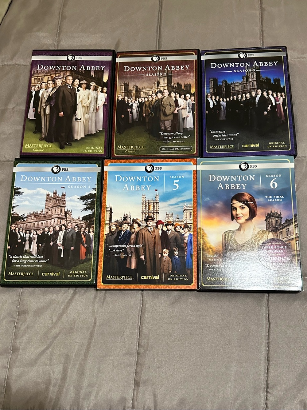 Downton Abbey DVD Box Set Seasons 1-6 - Multicolor Covers. Like new condition.